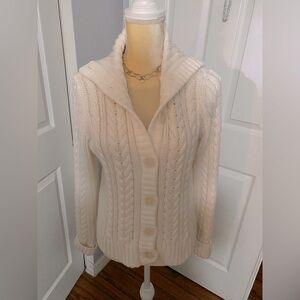 EUC White Button Up Sweater by St Johns Bay